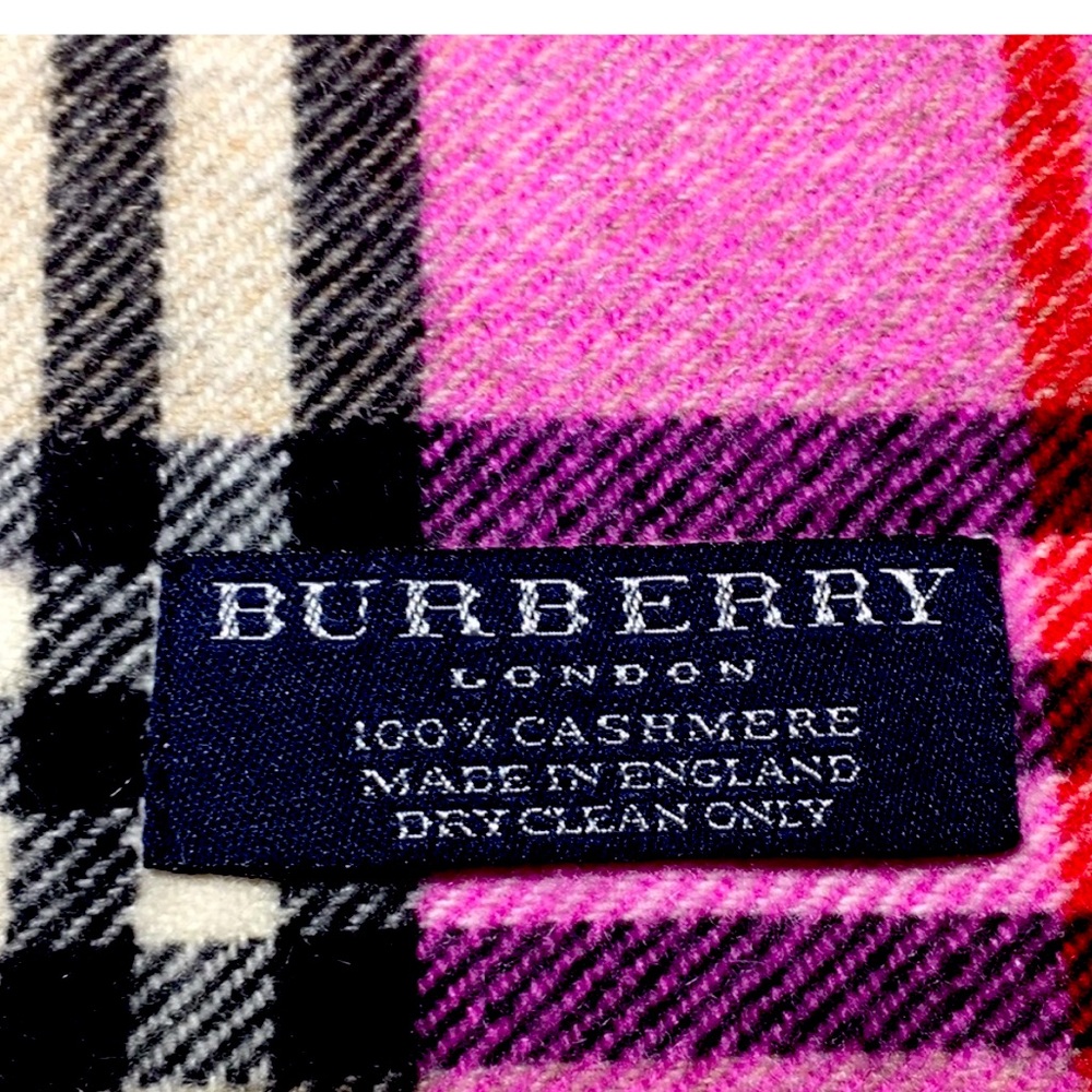 Pink plaid authentic Burberry scarf with fringe